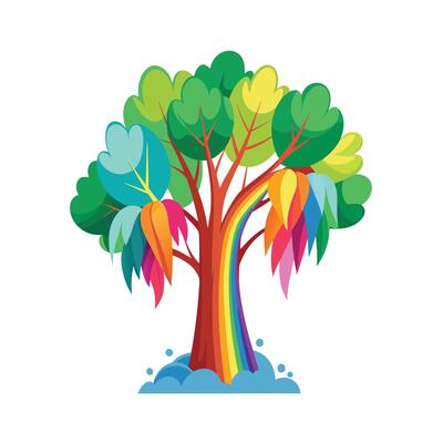 Beautiful Single Big Tree Illustration