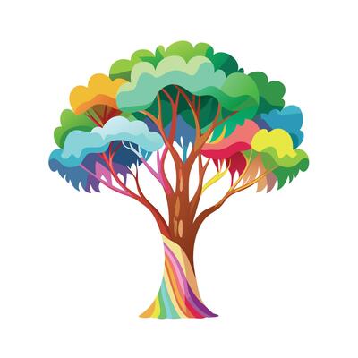 Beautiful Single Big Tree Illustration