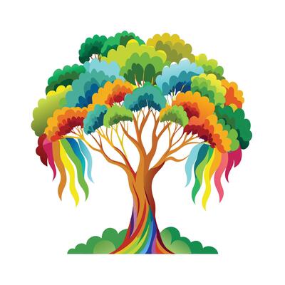 Beautiful Single Big Tree Illustration