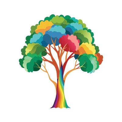 Beautiful Single Big Tree Illustration