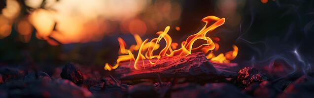 Fire flames with sparks on a black background photo