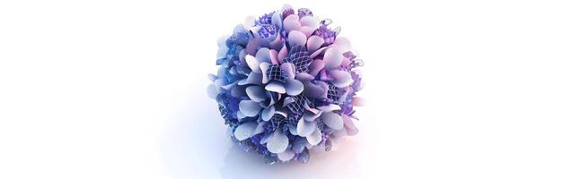 3D rendering of rose flower on white background with copy space. photo