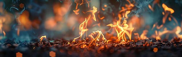 Fire flames with sparks on a black background photo