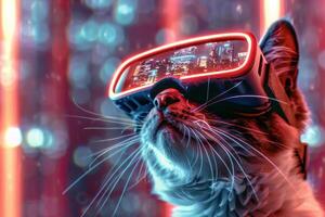 Neon glowing cat photo