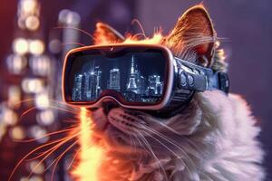Neon glowing cat photo