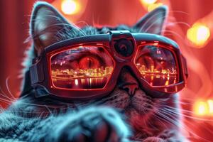Neon glowing cat photo