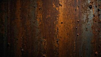 The photograph captures the rugged beauty of a rusty metal background, its surface etched with scratches that tell stories of age and wear. photo