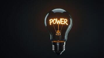 a light bulb with a message that says quot power quot on the top. photo