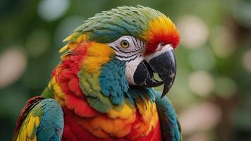 Vibrant summer parrot stock images showcasing colorful feathers and playful antics Concept Parrot, Summer, Vibrant, Colorful, Stock Images. photo