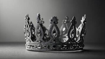 banner background International Beauty Pageant Day theme, and wide copy space, Monochrome image of a crown with delicate lines and shadows for a minimalist look,. photo