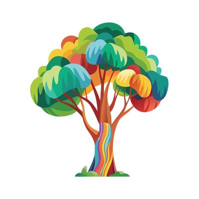 Beautiful Single Big Tree Illustration