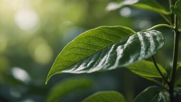 Close up of nature view green Millingtonia hortensis leaf on blurred greenery background with bokeh and copy space using as background natural plants landscape, ecology wallpaper concept. photo