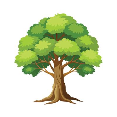 Beautiful Single Big Tree Illustration