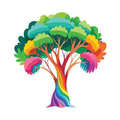 Beautiful Single Big Tree Illustration