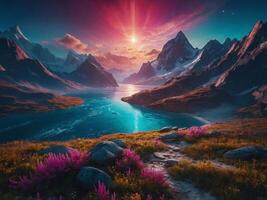 Immerse yourself in the mesmerizing world of digital dreams, where vibrant hues dance in harmony, illuminating the path to a future filled with endless possibilities. photo
