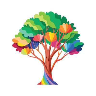 Beautiful Single Big Tree Illustration