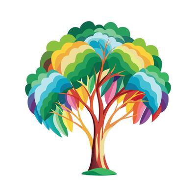 Beautiful Single Big Tree Illustration