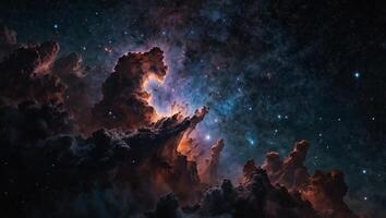 Glowing Nebula Unveiling the Enigmatic Beauty of Space Dust in Mesmerizing Astrophotography. photo