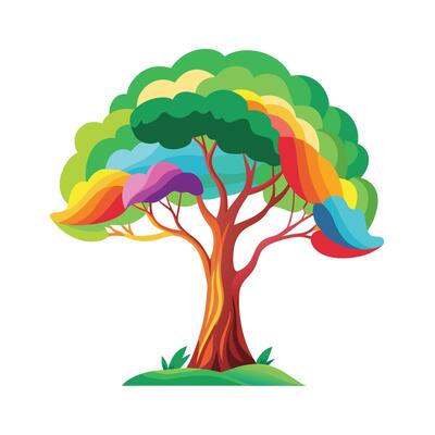 Beautiful Single Big Tree Illustration