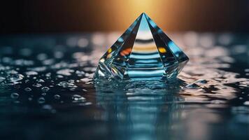 abstract background with glass prism and water refracting light. photo