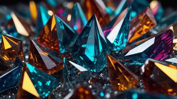 Abstract Crystal Shards, Sharp, angular crystal shards in bright colors, highlighting the beauty of natural geometry. photo
