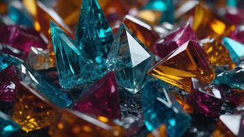 Abstract Crystal Shards, Sharp, angular crystal shards in bright colors, highlighting the beauty of natural geometry. photo