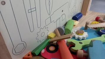 a table with toys and tools on it photo