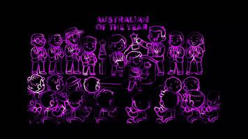 Glowing looping Australia Day Australian of the Year Awards ceremony. neon frame effect, black background. video