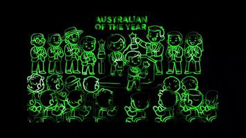 Glowing looping Australia Day Australian of the Year Awards ceremony. neon frame effect, black background. video