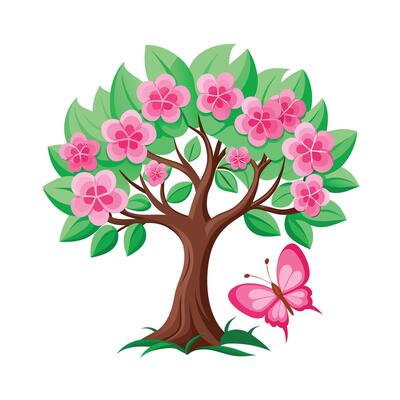 Beautiful Single Big Tree Illustration
