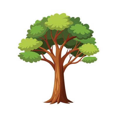 Beautiful Single Big Tree Illustration