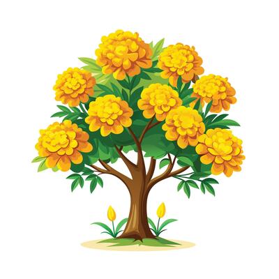 Beautiful Single Big Tree Illustration