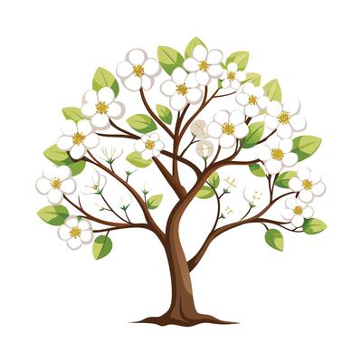 Beautiful Single Big Tree Illustration