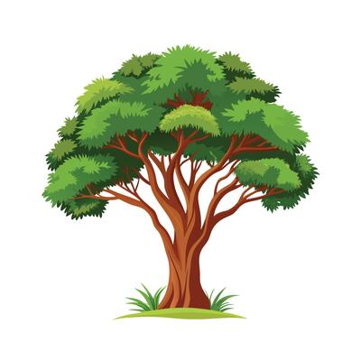Beautiful Single Big Tree Illustration