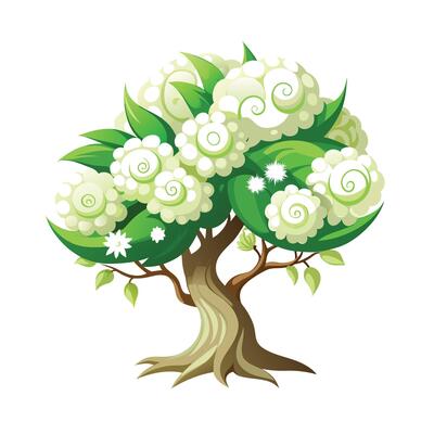 Beautiful Single Big Tree Illustration