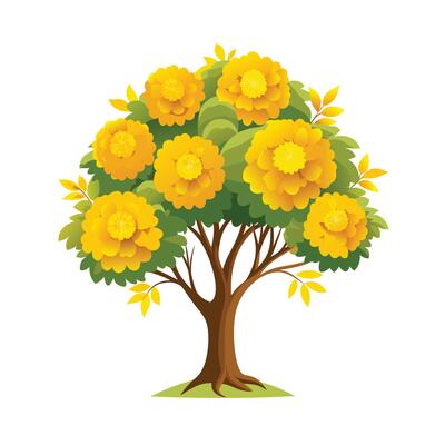 Beautiful Single Big Tree Illustration