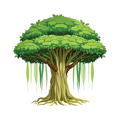 Beautiful Single Big Tree Illustration