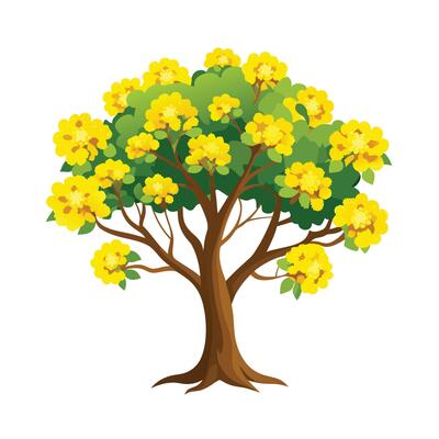 Beautiful Single Big Tree Illustration