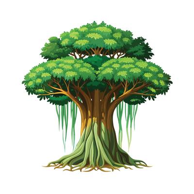 Beautiful Single Big Tree Illustration