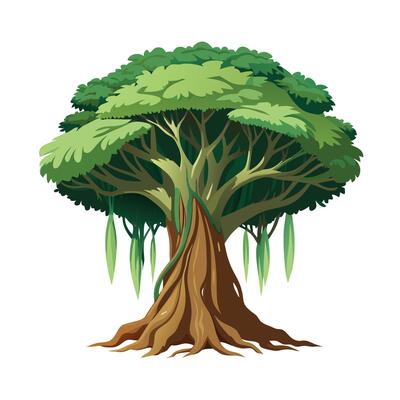 Beautiful Single Big Tree Illustration
