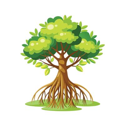 Beautiful Single Big Tree Illustration