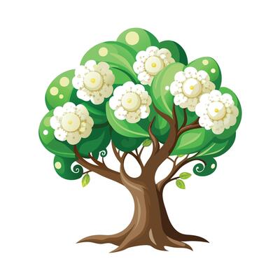 Beautiful Single Big Tree Illustration