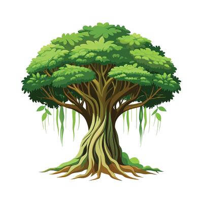 Beautiful Single Big Tree Illustration