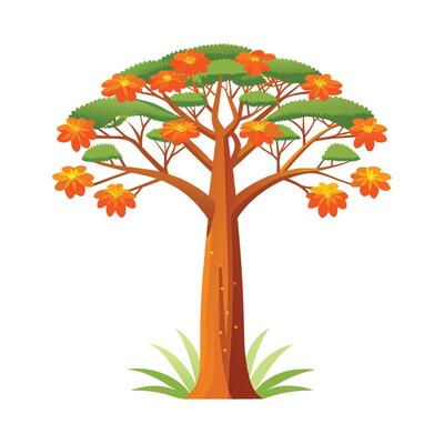 Beautiful Single Big Tree Illustration