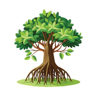 Beautiful Single Big Tree Illustration