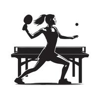 table tennis player pose Silhouette style set on isolated white background vector