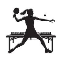 table tennis player pose Silhouette style set on isolated white background vector