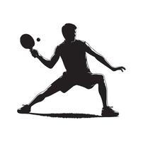 table tennis player pose Silhouette style set on isolated white background vector
