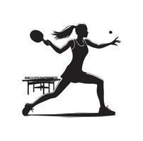 table tennis player pose Silhouette style set on isolated white background vector