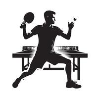 table tennis player pose Silhouette style set on isolated white background vector